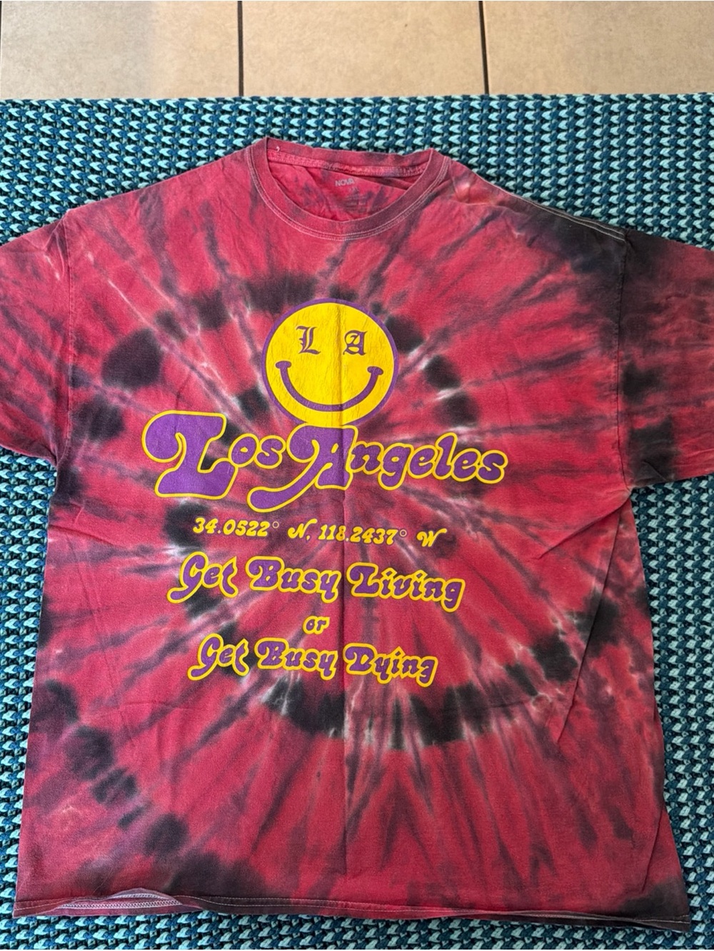 Fashion Nova Red and Black Tie-Dye 'Los Angeles' Graphic Tee